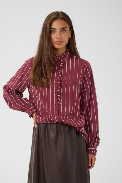 Culture Arin Blouse Shirt Burgundy / White Stripe