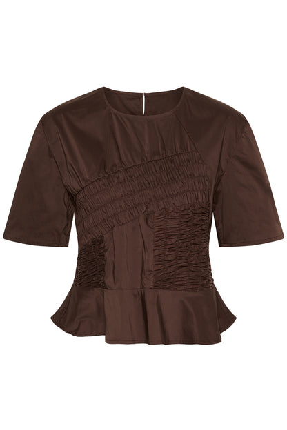 Culture Ajda Antoinett Ss Blouse Top Coffee Bean