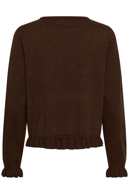 Culture Clare Annemarie Frill Vneck Pullover Coffee Bean