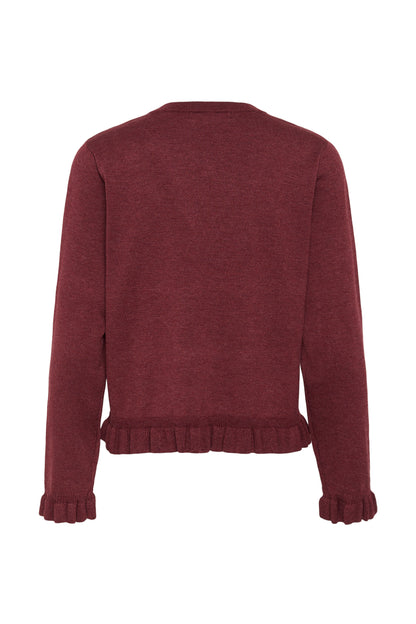 Culture Clare Annemarie Frill Vneck Pullover Chocolate Truffle