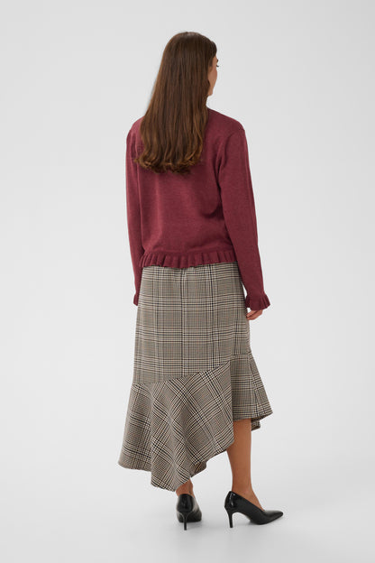 Culture Clare Annemarie Frill Vneck Pullover Chocolate Truffle