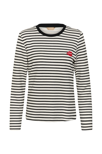 Culture Hunta Kiss Sweatshirt Top Black / White Stripe