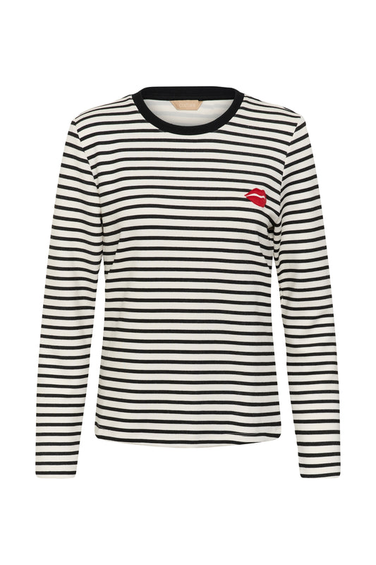 Culture Hunta Kiss Sweatshirt Top Black / White Stripe