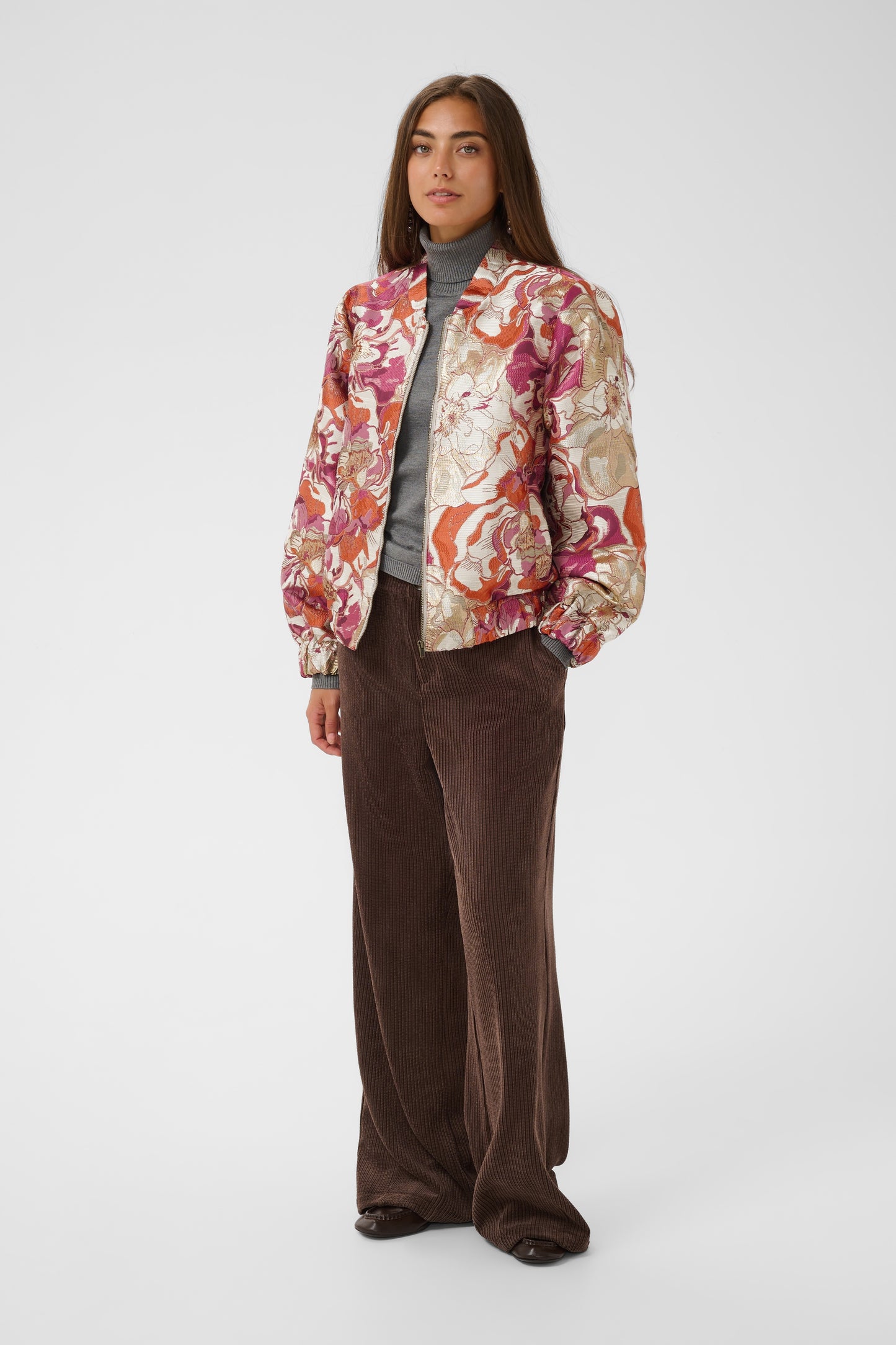 Culture Tajana Bomber Jacket Orange Flower