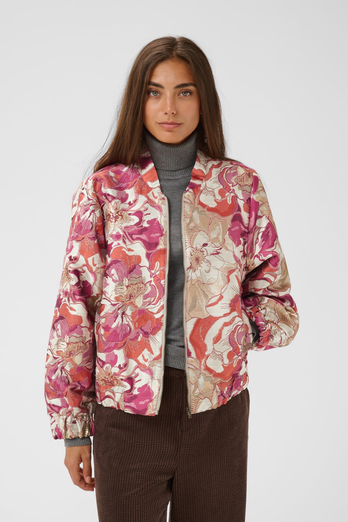 Culture Tajana Bomber Jacket Orange Flower