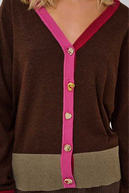 Culture Clare Annemarie Cardigan Pullover Coffee Bean