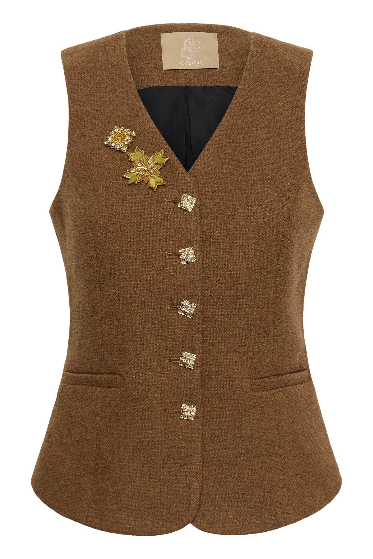Culture Janola Waistcoat Toffee Melange