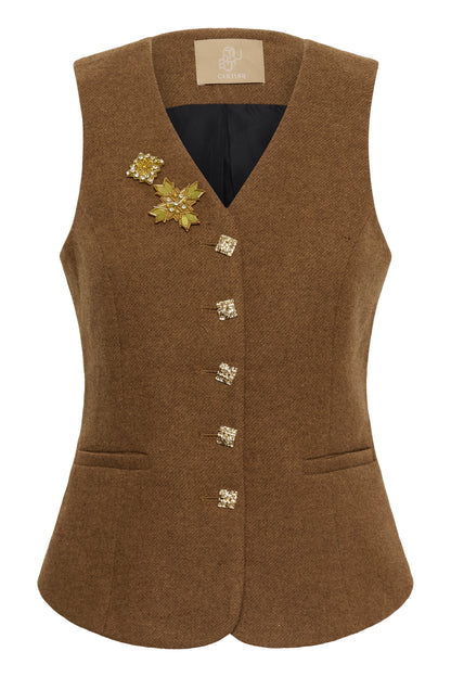 Culture Janola Waistcoat Toffee Melange