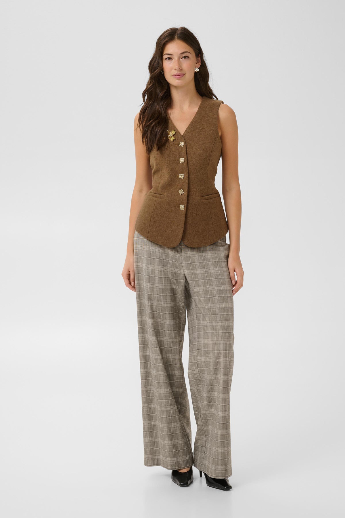 Culture Janola Waistcoat Toffee Melange