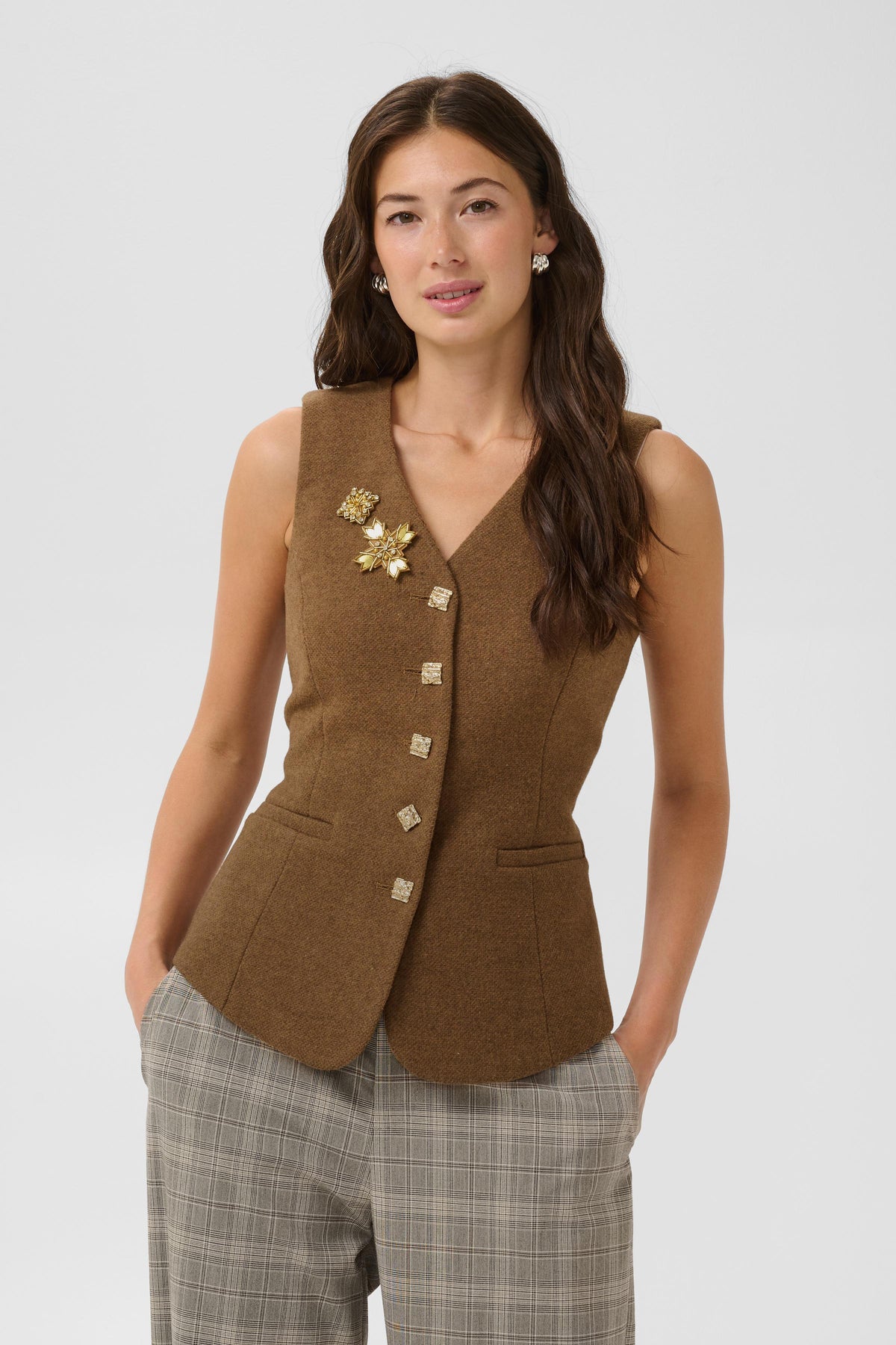 Culture Janola Waistcoat Toffee Melange