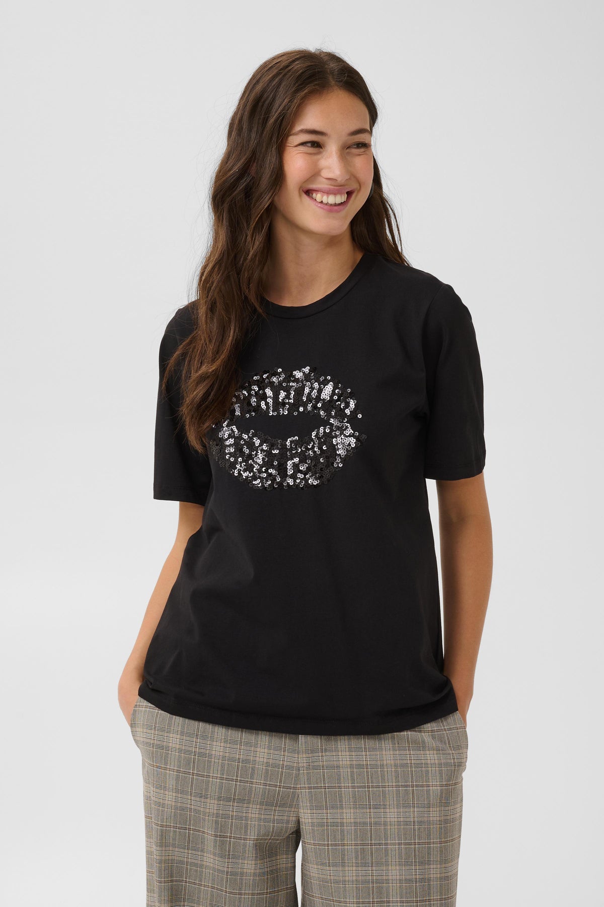 Culture Bree Gith Sequin T-Shirt Top Meteorite