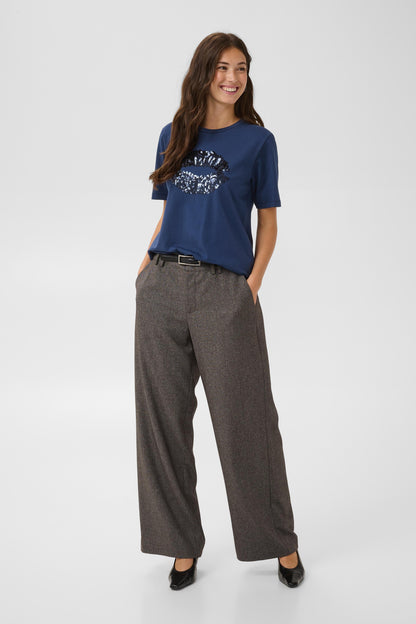 Culture Bree Gith Sequin T-Shirt Top Insignia Blue