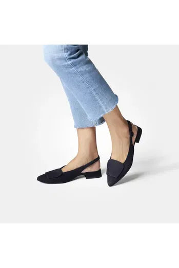 Paul Green Flat Sling-Back Wedges Samtziege Blau