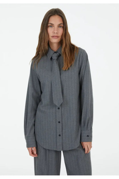 Marc Aurel Pinstripe Tie Blouse