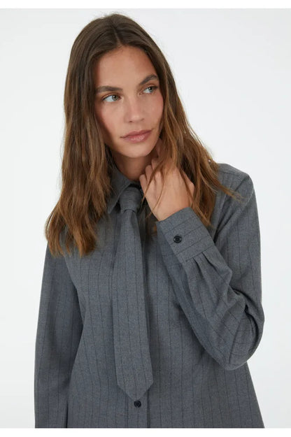Marc Aurel Pinstripe Tie Blouse
