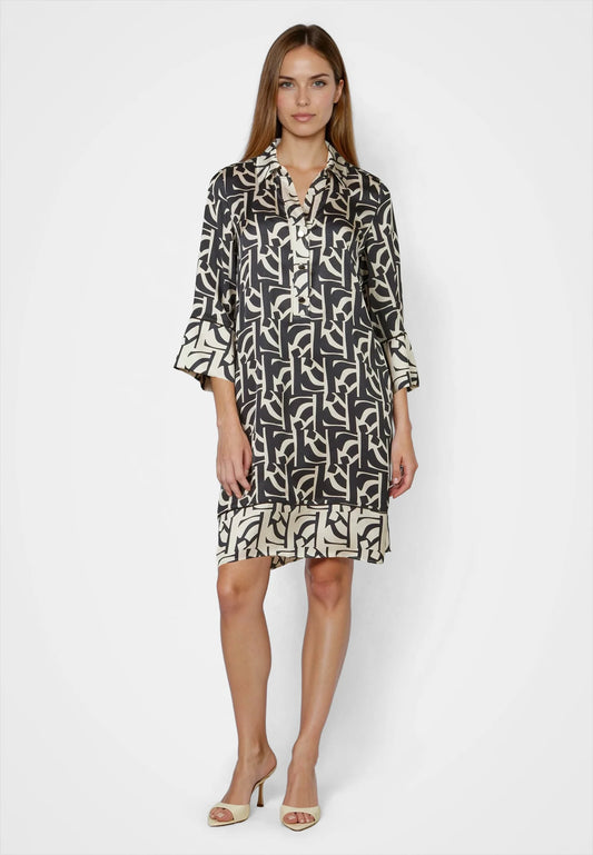 Marc Aurel Graphic Print Dress Black/Beige