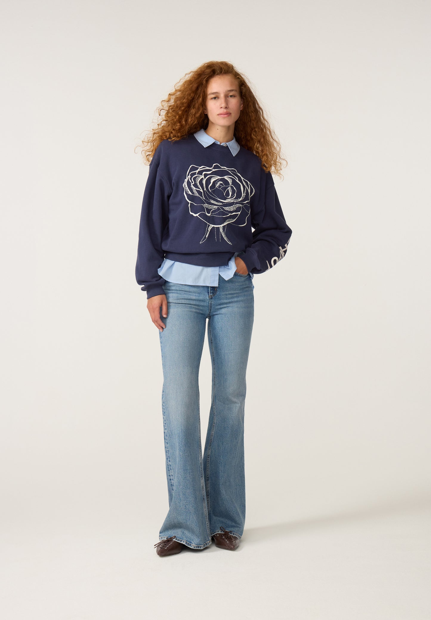 Fabienne Chapot Luna Flower Sweater Top Maritime Blue