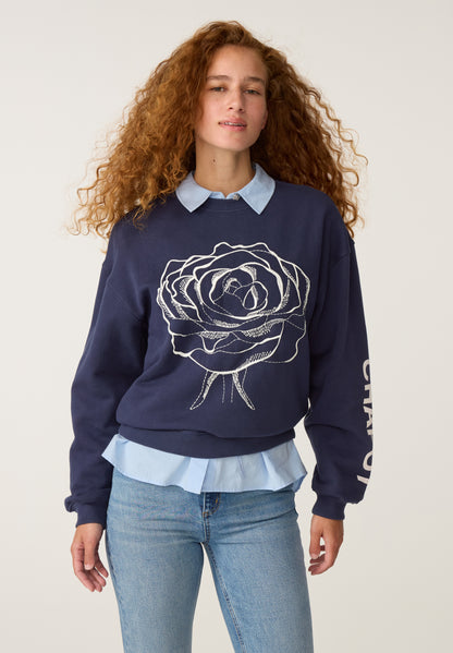 Fabienne Chapot Luna Flower Sweater Top Maritime Blue