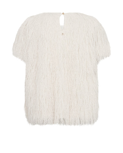 Mos Mosh Brim Faux Fur Tee Top Ecru