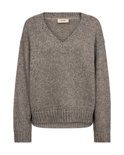 Mos Mosh Welma Glam V-Neck Knit Dark Grey