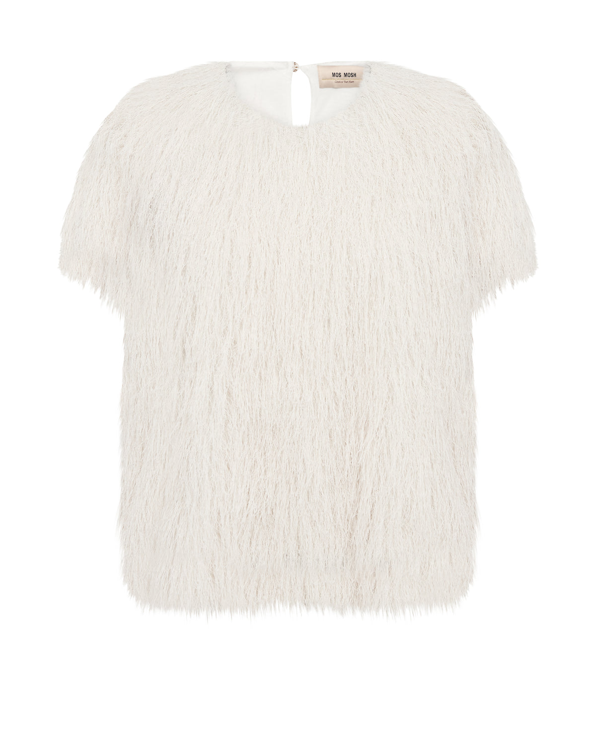 Mos Mosh Brim Faux Fur Tee Top Ecru