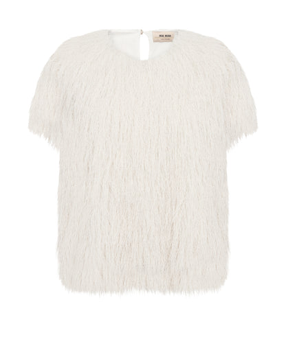 Mos Mosh Brim Faux Fur Tee Top Ecru