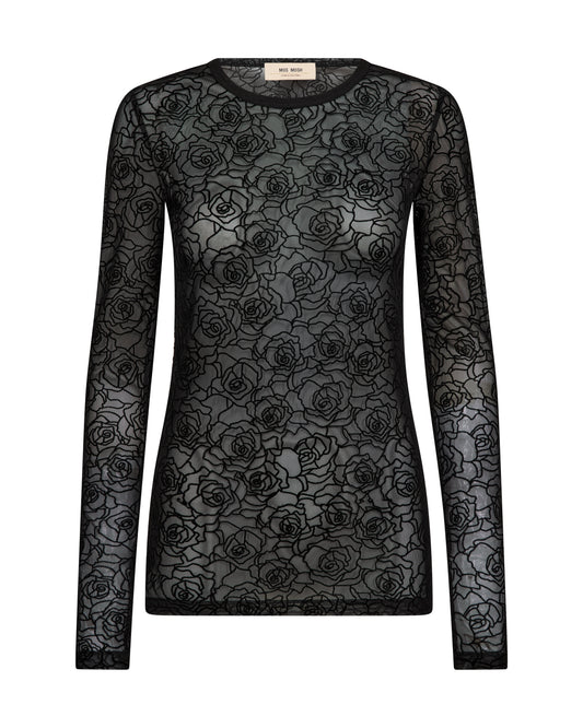 Mos Mosh Rose Mesh Blouse Black
