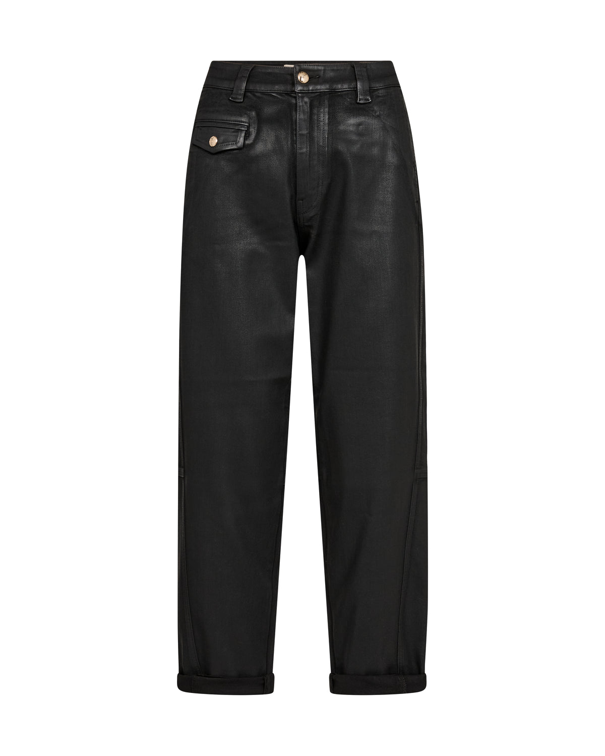 Mos Mosh Aymen Coated Pant Trousers Black