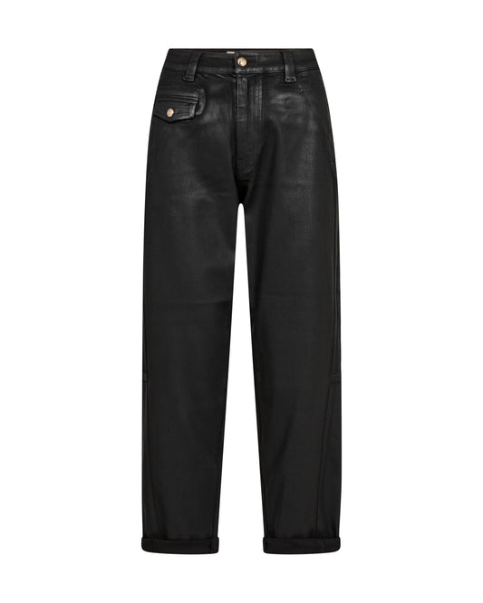 Mos Mosh Aymen Coated Pant Trousers Black
