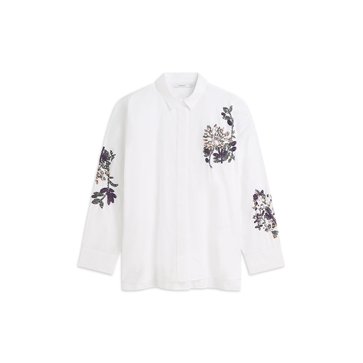 Summum Oversized Poplin Squins Blouse White