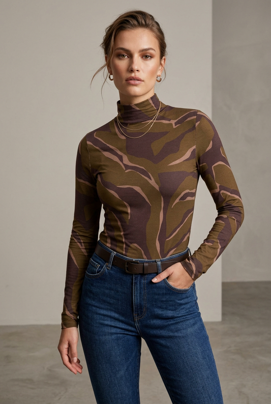 Yest Ulora Top Brown / Olive Green