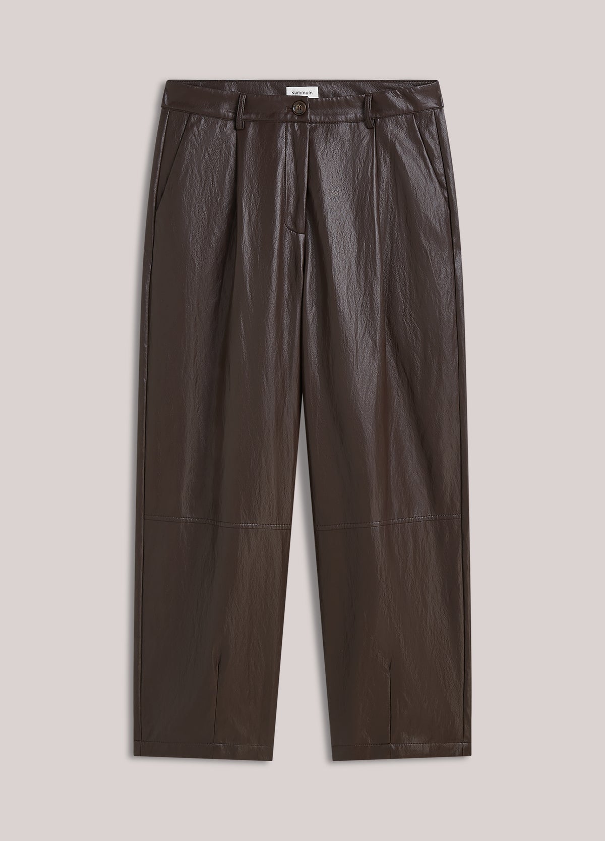 Summum Balloon Faux Leather Trousers Sepia Brown