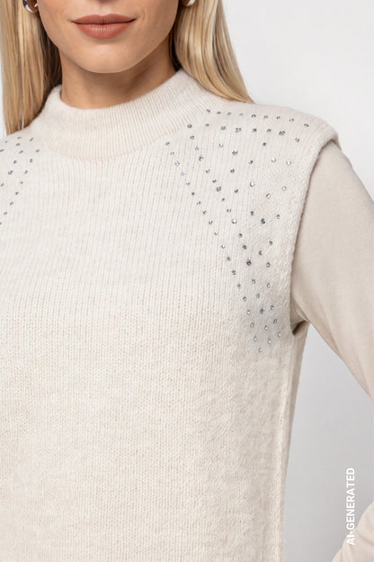 Monari Knitted Vest Warm Beige 810352