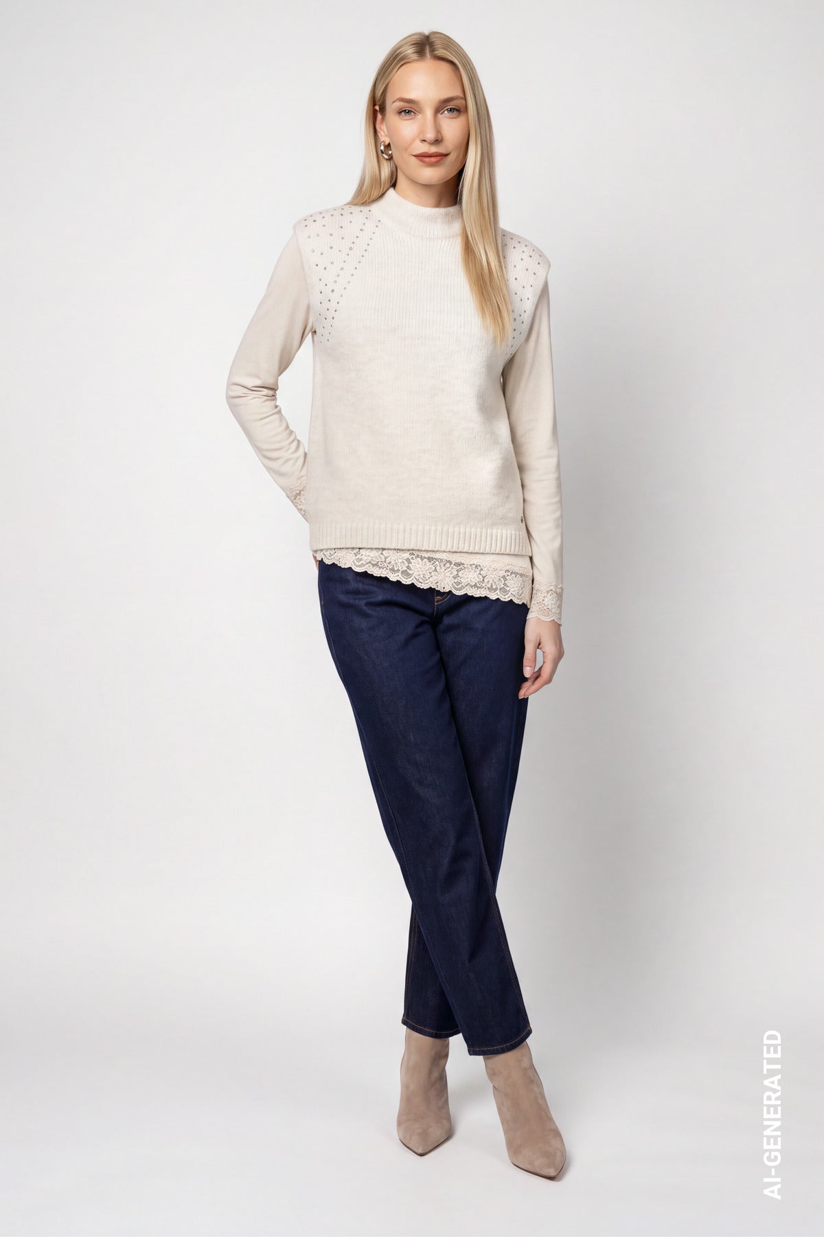 Monari Knitted Vest Warm Beige 810352