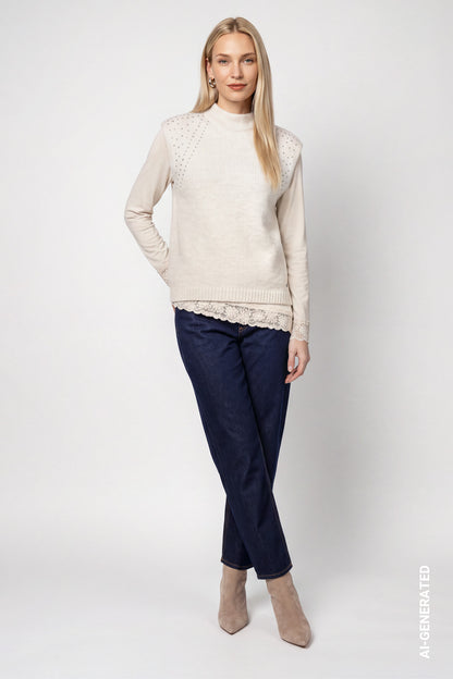 Monari Knitted Vest Warm Beige 810352