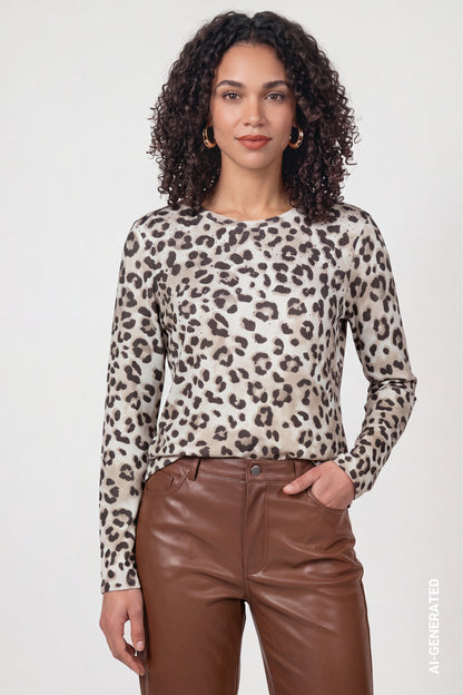Monari Long-sleeve Top Leopard 810450