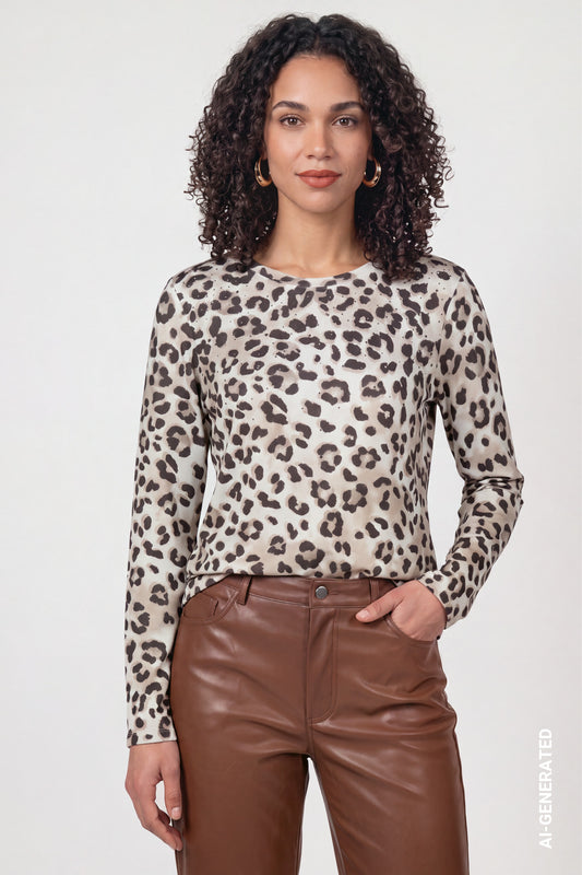 Monari Long-sleeve Top Leopard 810450