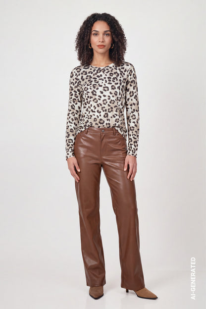 Monari Long-sleeve Top Leopard 810450