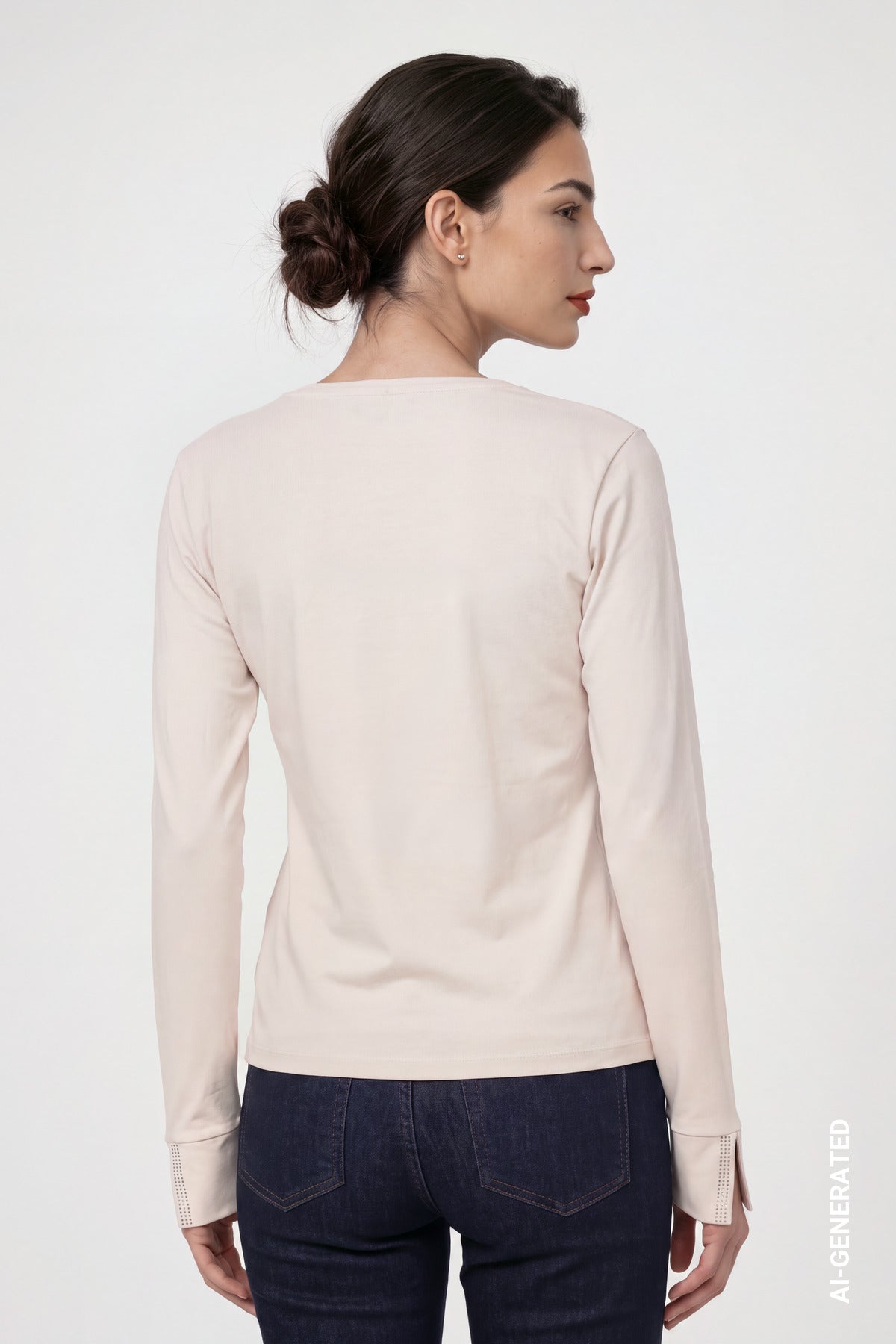 Monari Top Rhinestone Detail Beige 810532