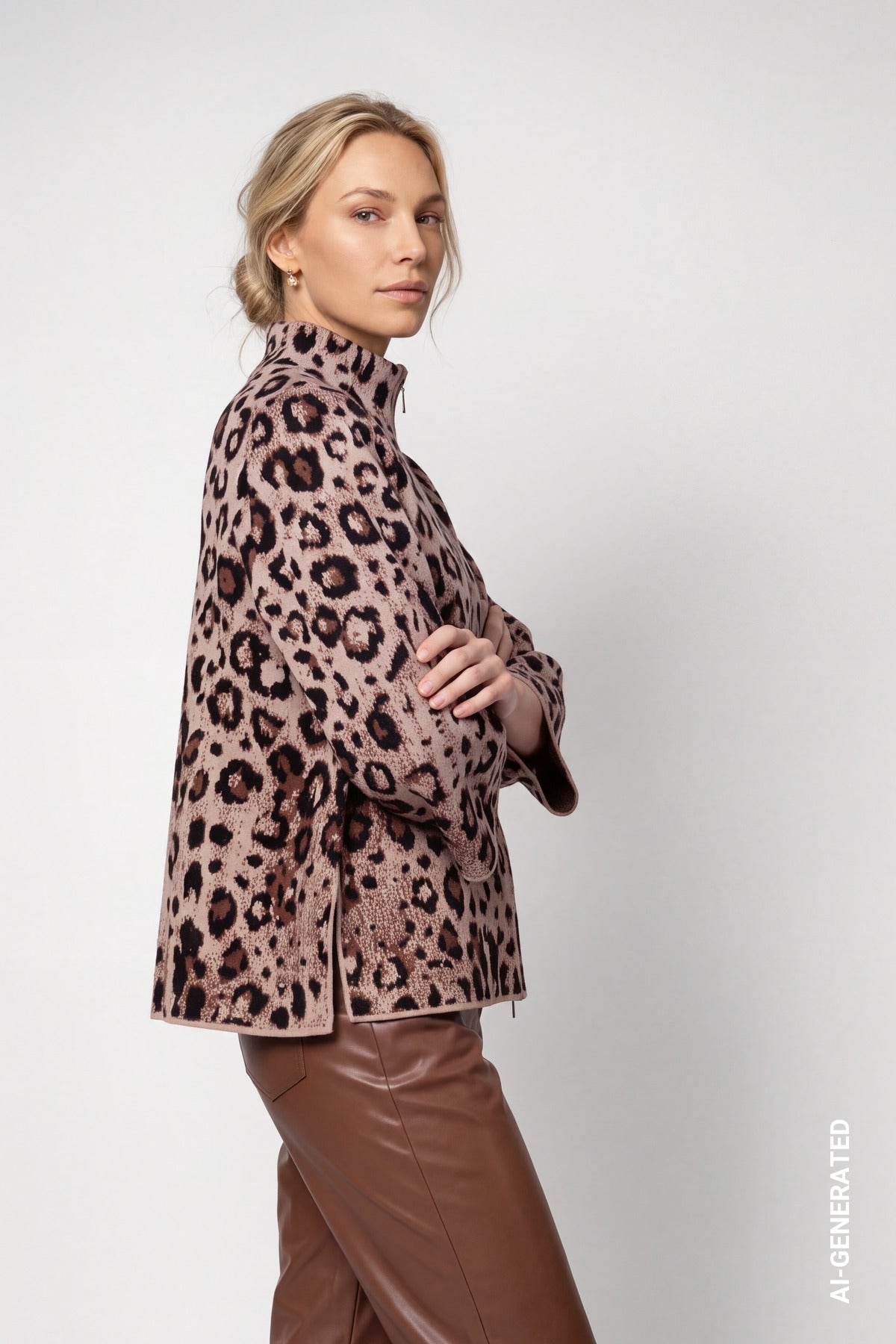 Monari Leopard Jacket Sesame Pattern 810366
