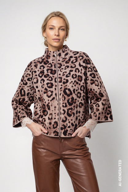 Monari Leopard Jacket Sesame Pattern 810366