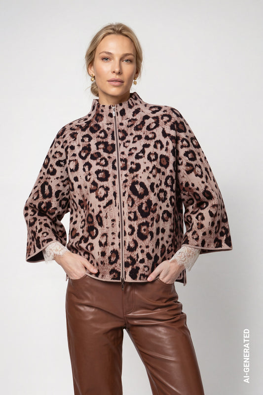 Monari Leopard Jacket Sesame Pattern 810366