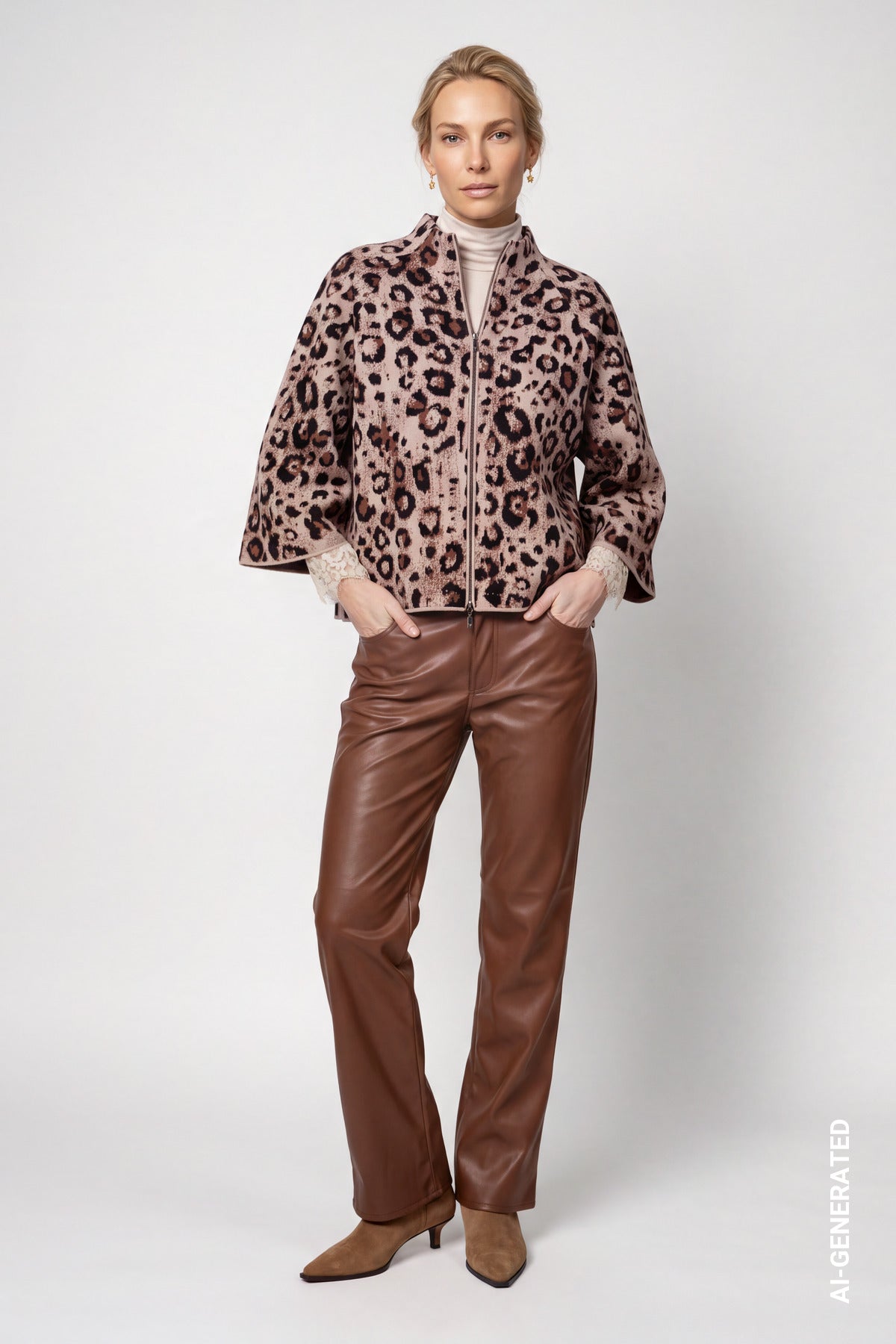Monari Leopard Jacket Sesame Pattern 810366