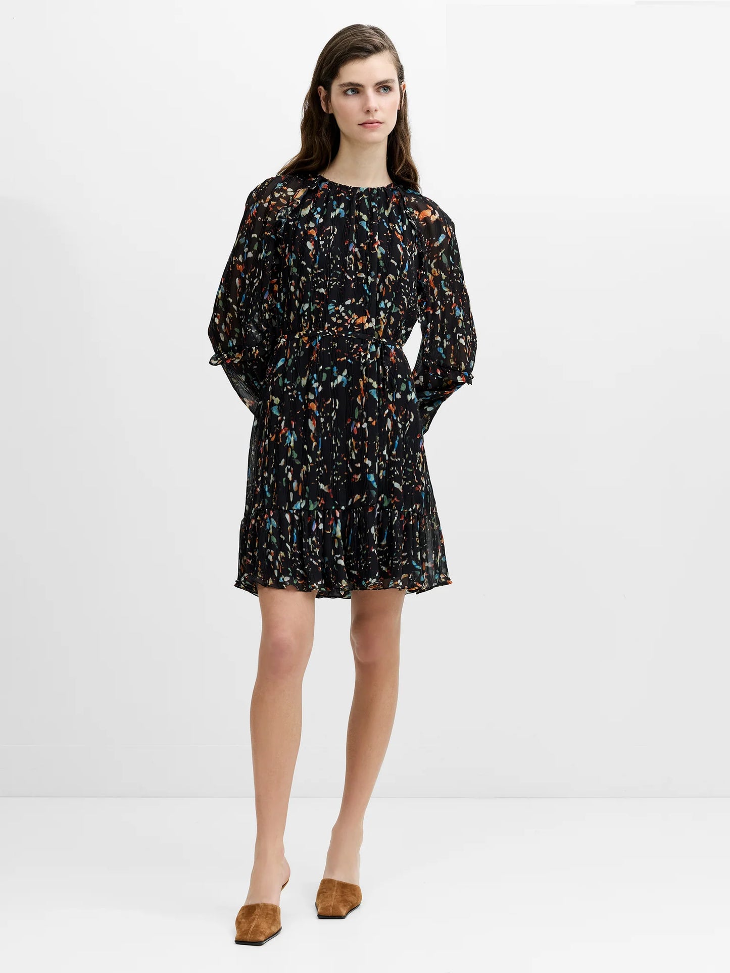 French Connection Kylie Abstract Print Dress-Black Multi