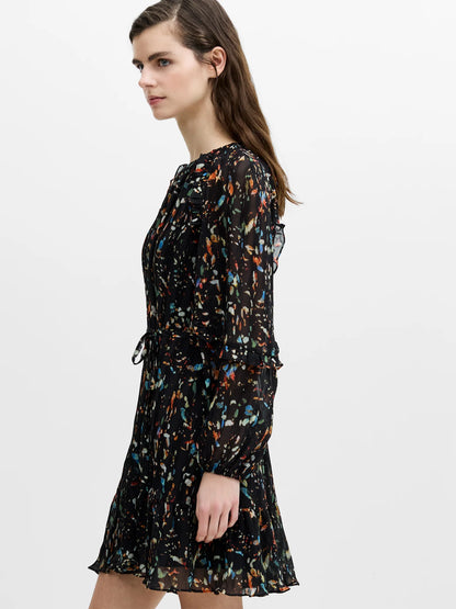 French Connection Kylie Abstract Print Dress-Black Multi