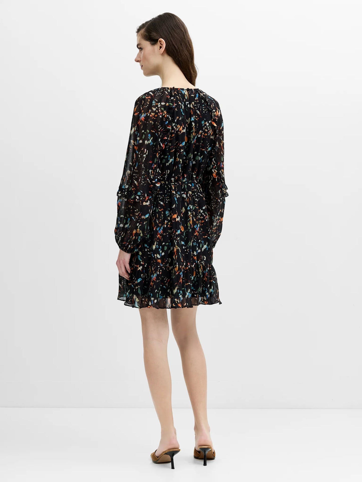 French Connection Kylie Abstract Print Dress-Black Multi
