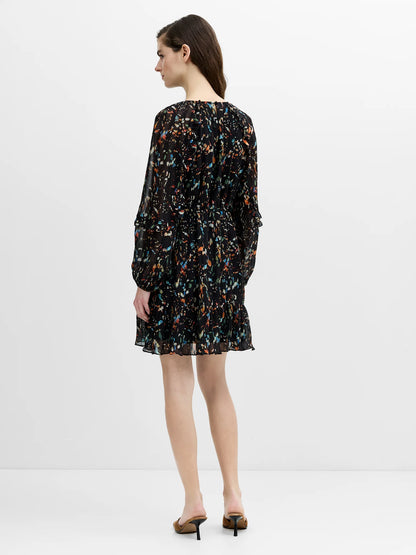French Connection Kylie Abstract Print Dress-Black Multi