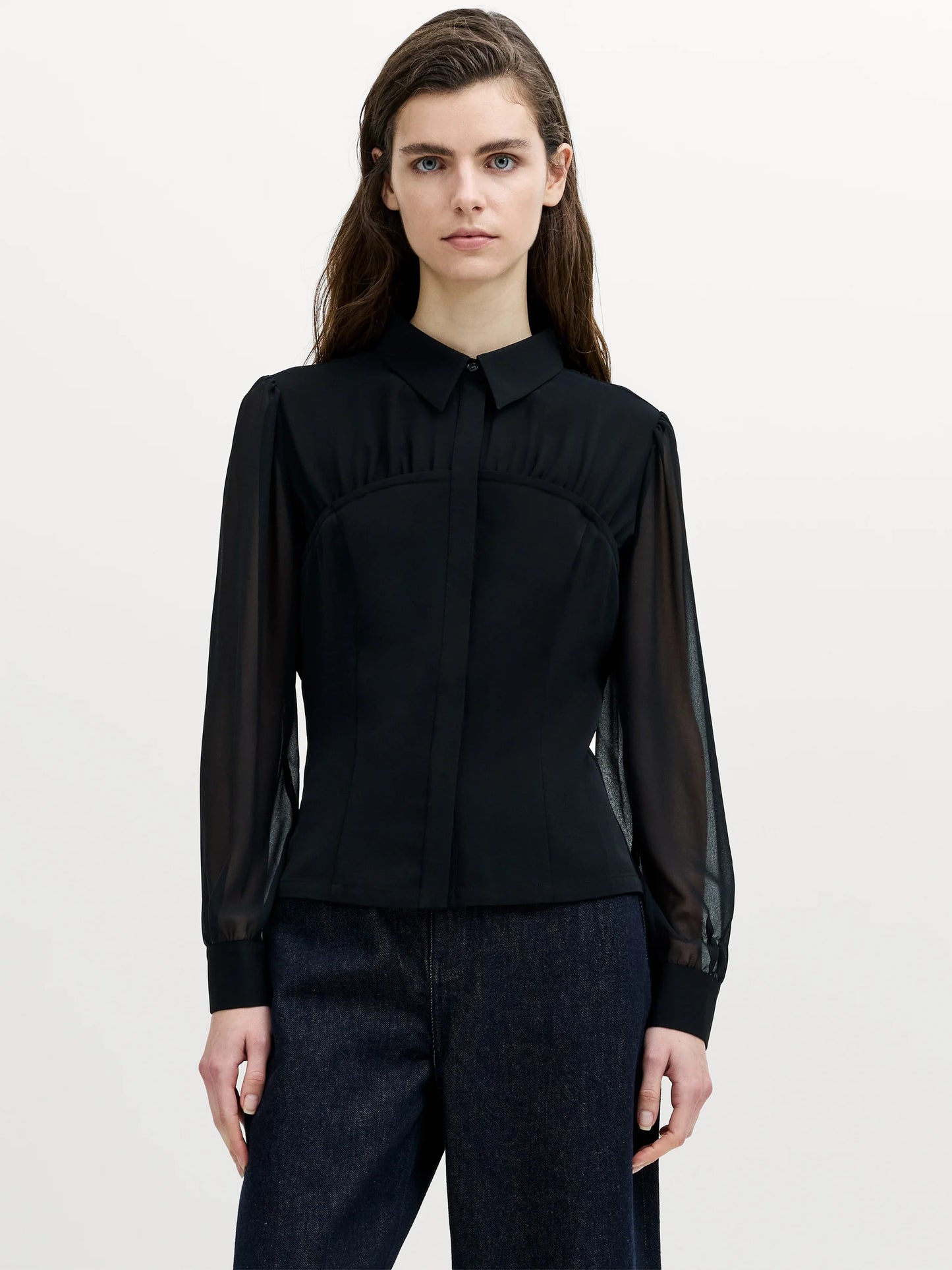 French Connection Arezzo Corset Shirt Black