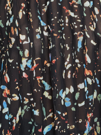 French Connection Kylie Abstract Printed Crinkle Blouse Black/Multi