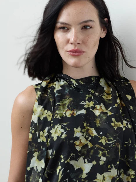 French Connection Serena Scarf Top Black Multi